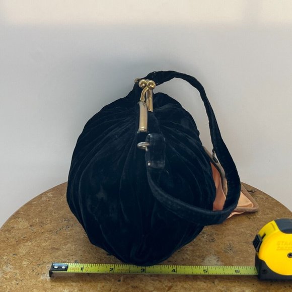 Vintage Black Velvet Purse with Coin Purse Small Cute Sling Shoulder Bags Wallet - Picture 2 of 9